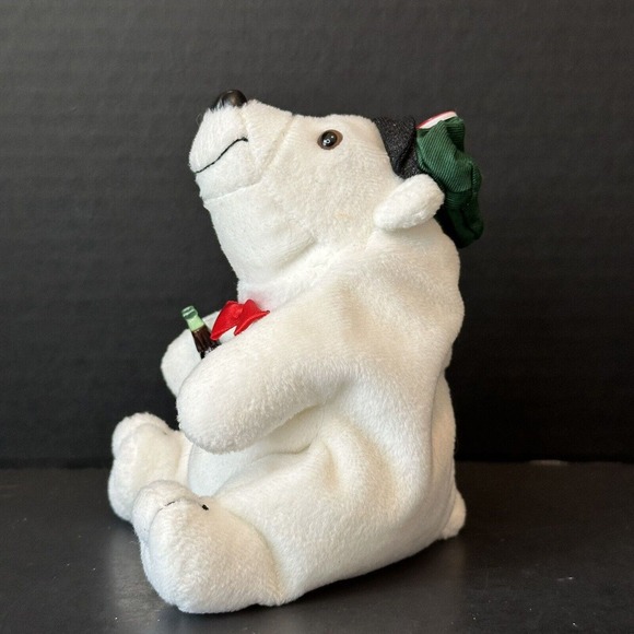 Coca Cola 1997 Bean Bag Polar Bear w/Cap/Bottle/Bow Tie Stuffed Animal Plush VTG - Picture 6 of 12